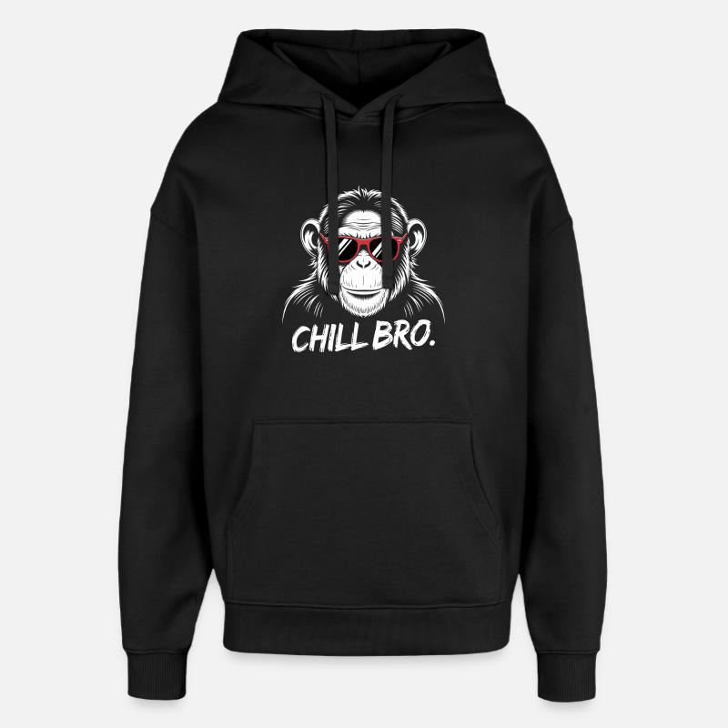 Chill Bro Monkey With Sunglasses - Oversized Unisex Hoodie by Stanley/Stella - black