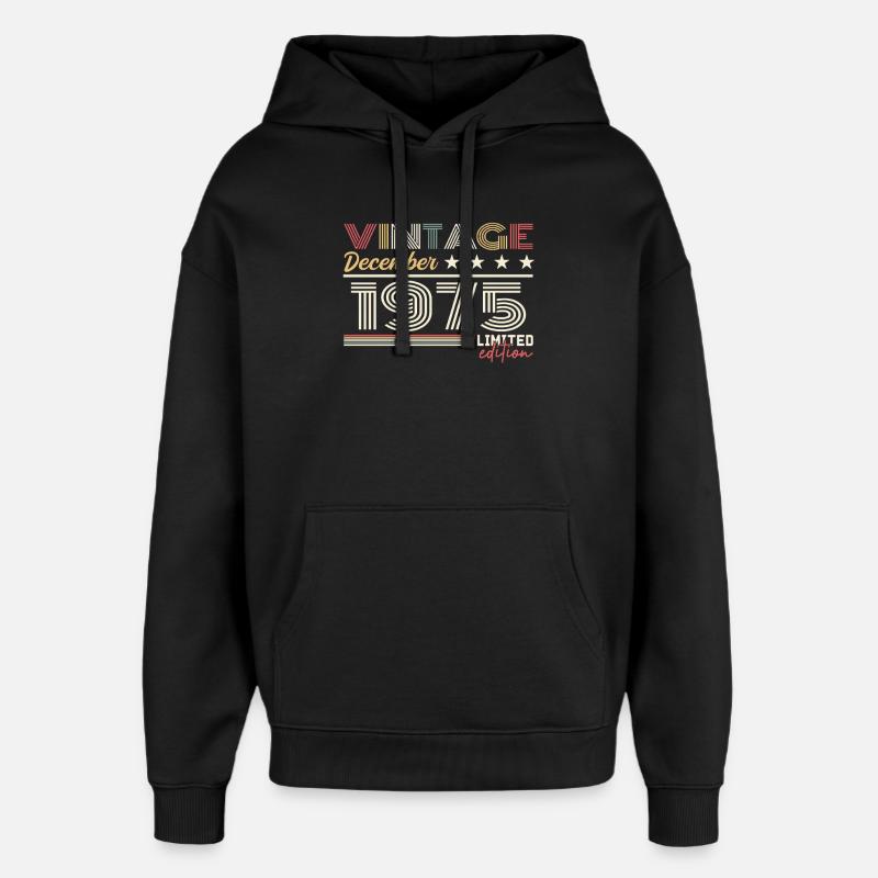 Cadeau Décembre 1975 - Sweat à capuche unisexe Stanley/Stella Oversized - noir