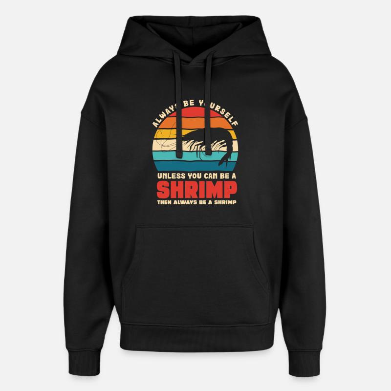 Crevette Thème Rétro Coucher de soleil - Sweat à capuche unisexe Stanley/Stella Oversized - noir