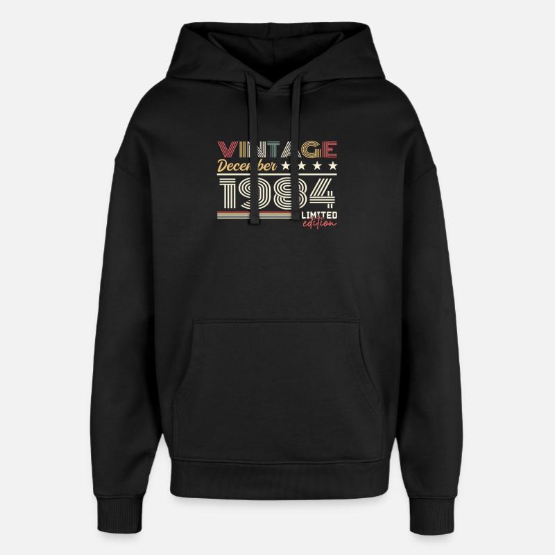 Cadeau Décembre 1984 - Sweat à capuche unisexe Stanley/Stella Oversized - noir