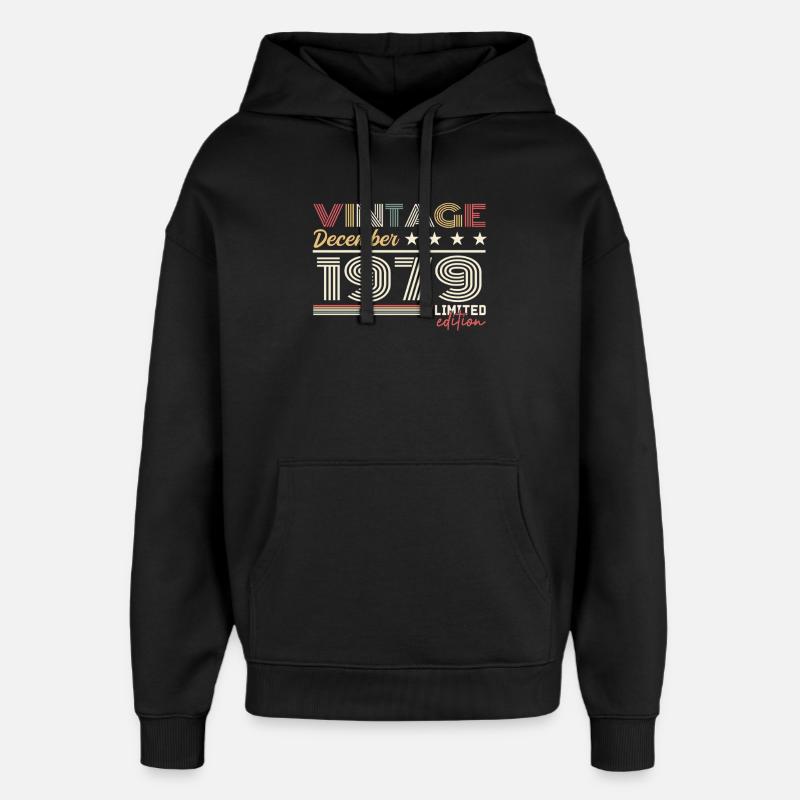 Cadeau Décembre 1979 - Sweat à capuche unisexe Stanley/Stella Oversized - noir