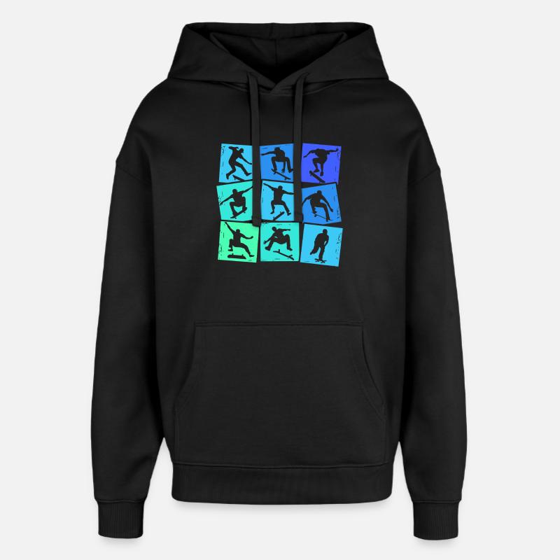 Skateboard Skateboarder Skater Garçons Enfants - Sweat à capuche unisexe Stanley/Stella Oversized - noir