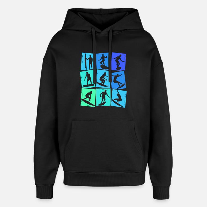Surf Surf Surfer Enfants Garçons Hommes - Sweat à capuche unisexe Stanley/Stella Oversized - noir