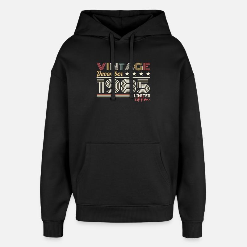 Cadeau Décembre 1985 - Sweat à capuche unisexe Stanley/Stella Oversized - noir