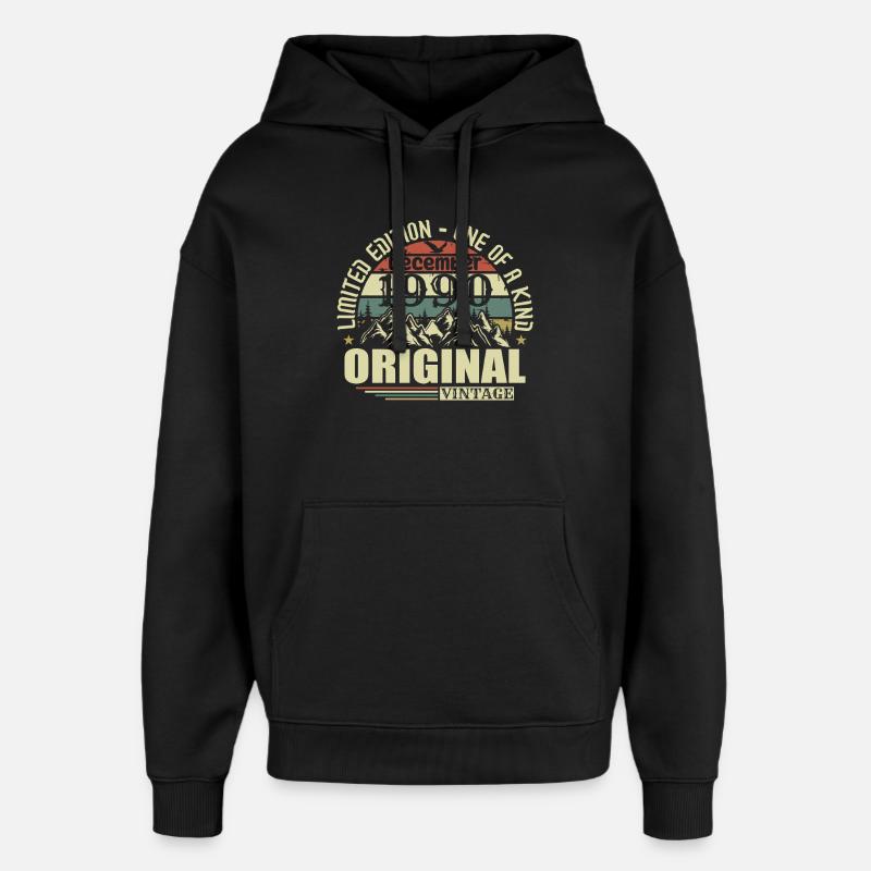 Décembre 1990 Décembre Anniversaire Décembre 1990 - Sweat à capuche unisexe Stanley/Stella Oversized - noir