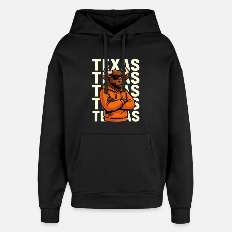 Taureau cool à la texane - Sweat à capuche unisexe Stanley/Stella Oversized - noir