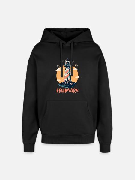 Baltic Sea Holiday FEHMARN Lighthouse Fun - Oversized Unisex Hoodie by Stanley/Stella - black
