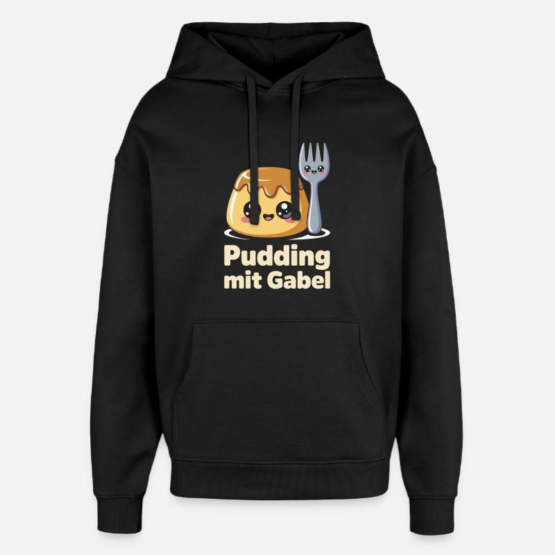 Pudding with fork - Oversized Unisex Hoodie by Stanley/Stella - black