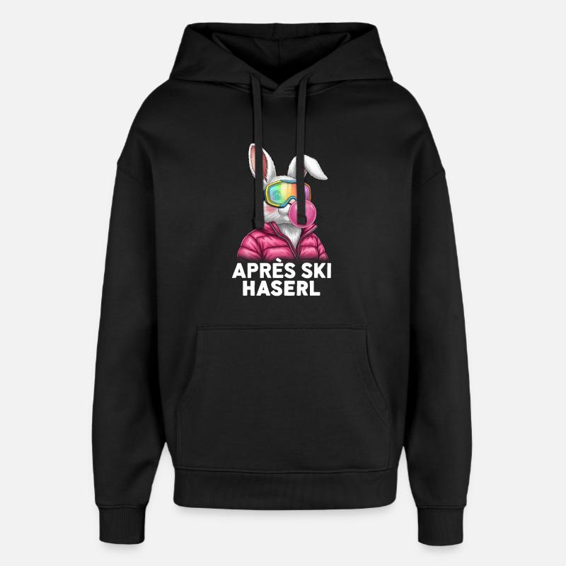 Après-ski lapin Pink Bubble Gum - Sweat à capuche unisexe Stanley/Stella Oversized - noir