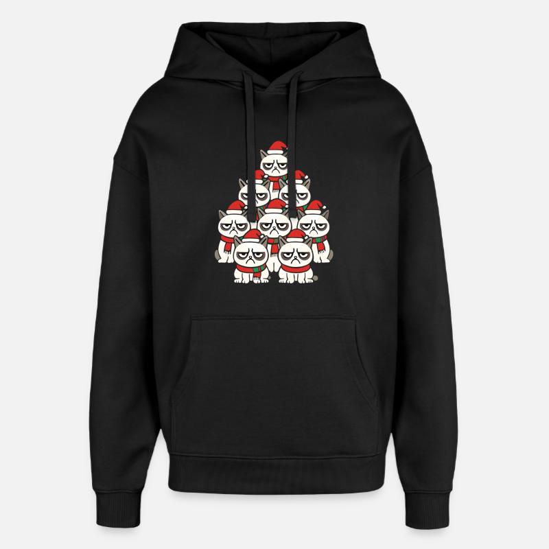 Grumpy Christmas Cats – Lustiges Katzen - Oversized Unisex Hoodie by Stanley/Stella - black
