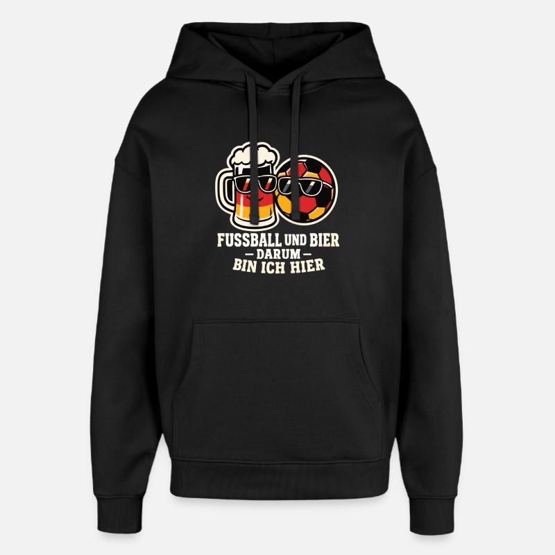 Football et bière - Sweat à capuche unisexe Stanley/Stella Oversized - noir