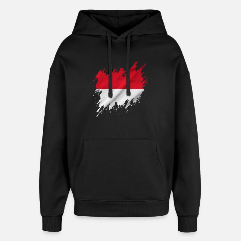 Drapeau indonésien, style déchiré - Sweat à capuche unisexe Stanley/Stella Oversized - noir