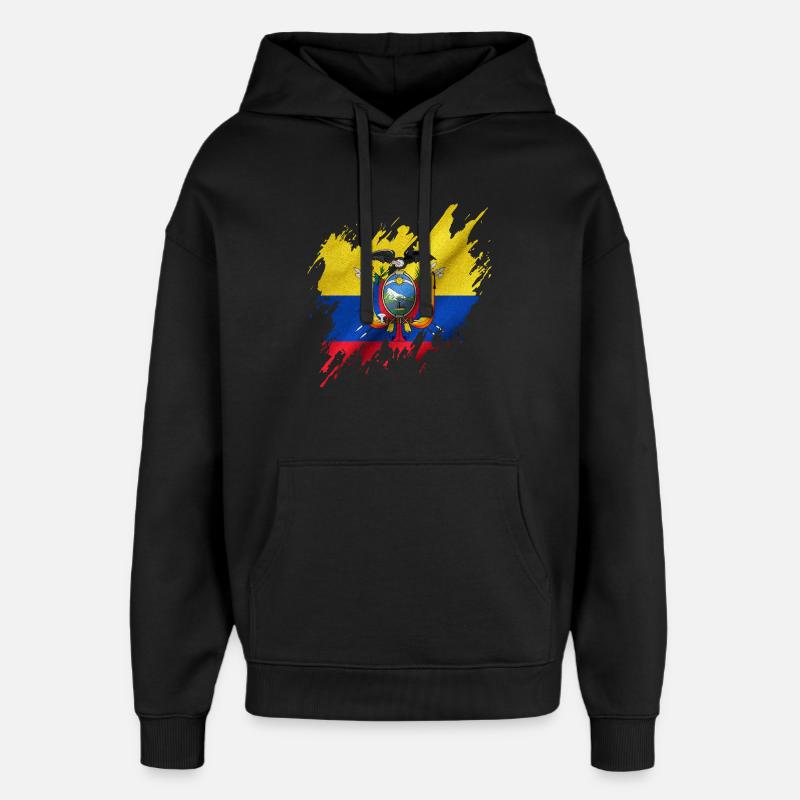 Drapeau de l’Équateur, style déchiré - Sweat à capuche unisexe Stanley/Stella Oversized - noir