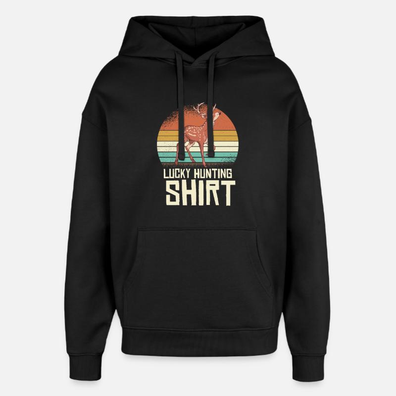 Chemise rétro cerf coucher de soleil - Sweat à capuche unisexe Stanley/Stella Oversized - noir