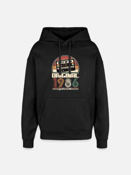 1986 Vintage Vintage syntymäpäivä retro lahja - Huppari unisex Stanley/Stella Oversized - musta