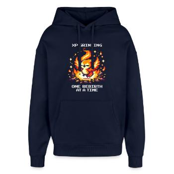 XP grinden, Respawn um Respawn | RPG Roguelike - Oversized Unisex Hoodie von Stanley/Stella - Navy - Vorne - AI Model Female 172 light (172cm) & AI Model Male 185 light (185cm)