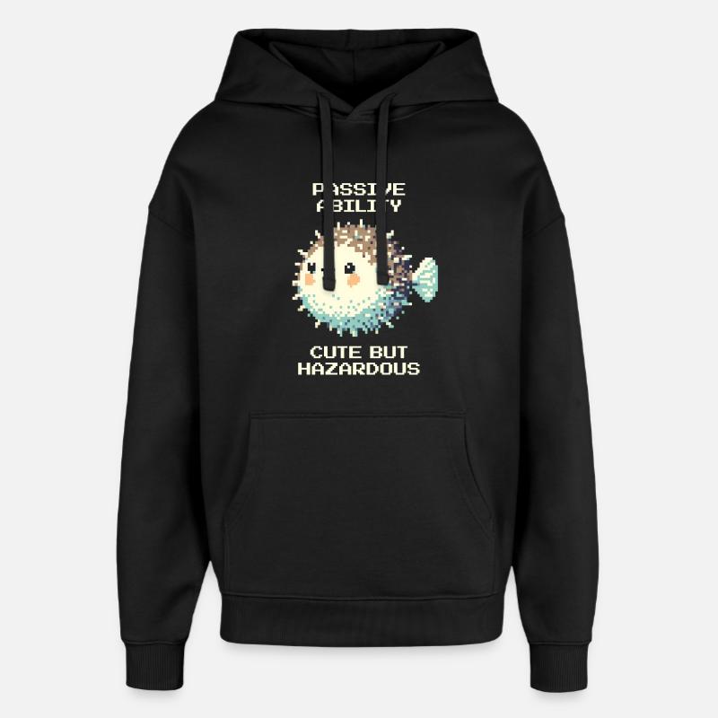 Passif : doux, mais dangereux | Poisson-globe - Sweat à capuche unisexe Stanley/Stella Oversized - noir
