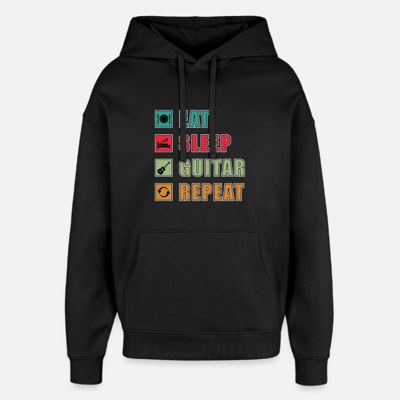 Eat Sleep Guitar Repeat - Sweat à capuche unisexe Stanley/Stella Oversized - noir