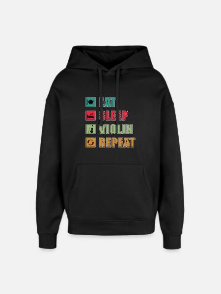 Manger dormir violon répéter Graphique - Sweat à capuche unisexe Stanley/Stella Oversized - noir