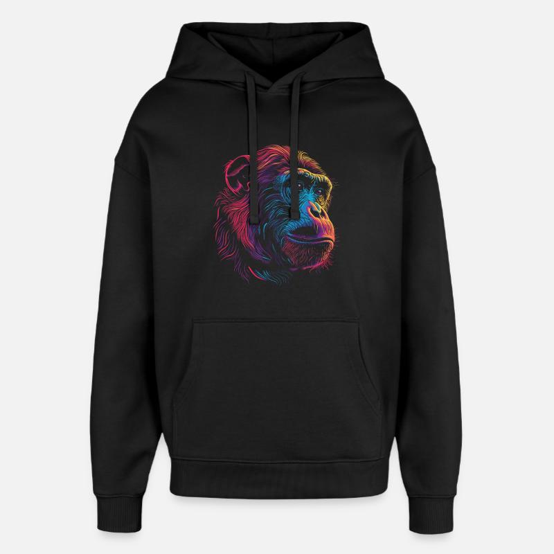 Neon Psychedelic Monkey - Oversized Unisex Hoodie by Stanley/Stella - black