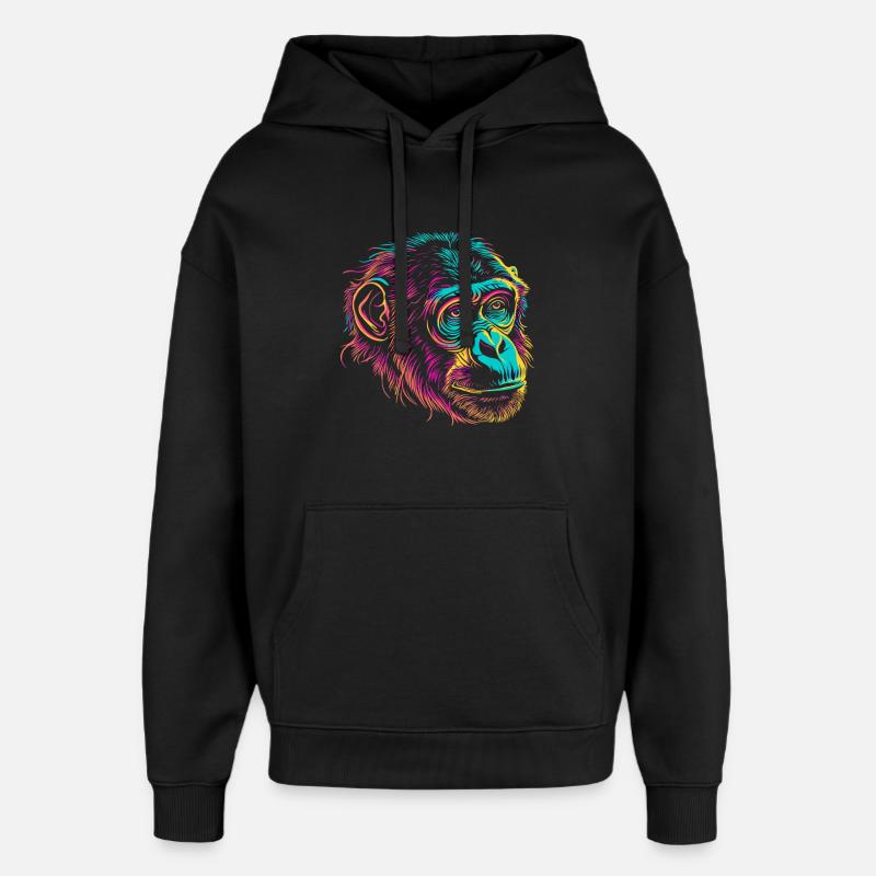 Neonaffen-Porträt Farbexplosion - Oversized Unisex Hoodie von Stanley/Stella - Schwarz