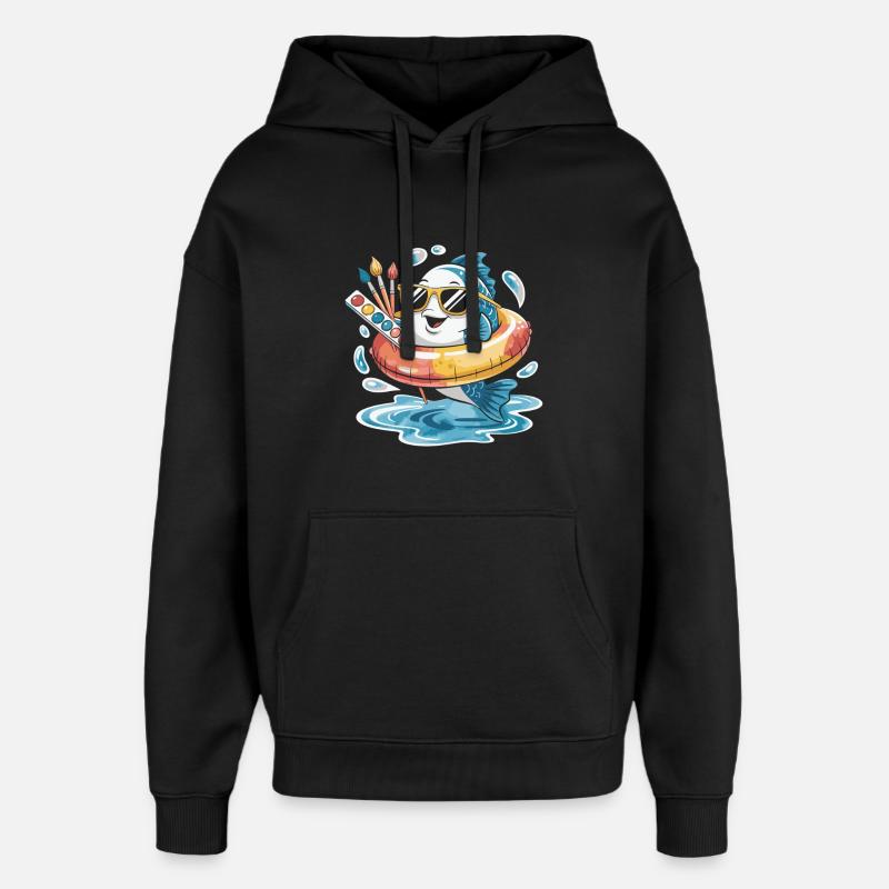 Farbfisch mit Sonnenbrille - Oversized Unisex Hoodie von Stanley/Stella - Schwarz