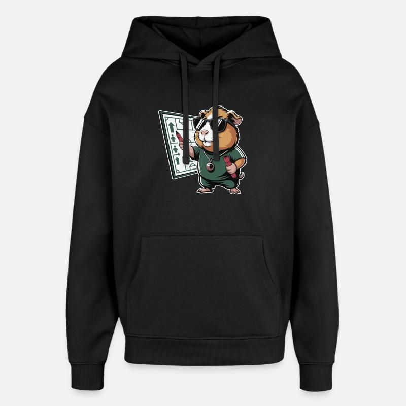 Hamster Coach with Schedule - Oversized Unisex Hoodie by Stanley/Stella - black