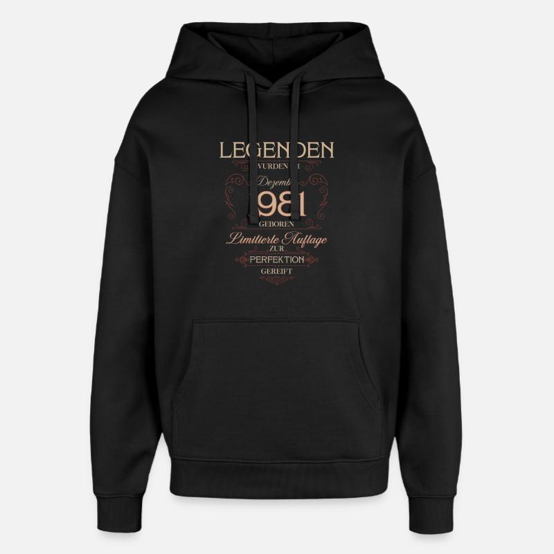 44ème Anniversaire Légende Décembre Millésime 1981 - Sweat à capuche unisexe Stanley/Stella Oversized - noir