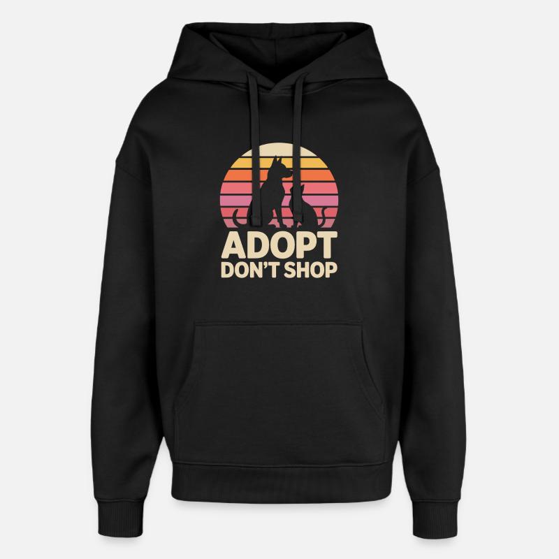 Adopt Don't Shop: Tierliebe Statement - Oversized Unisex Hoodie von Stanley/Stella - Schwarz