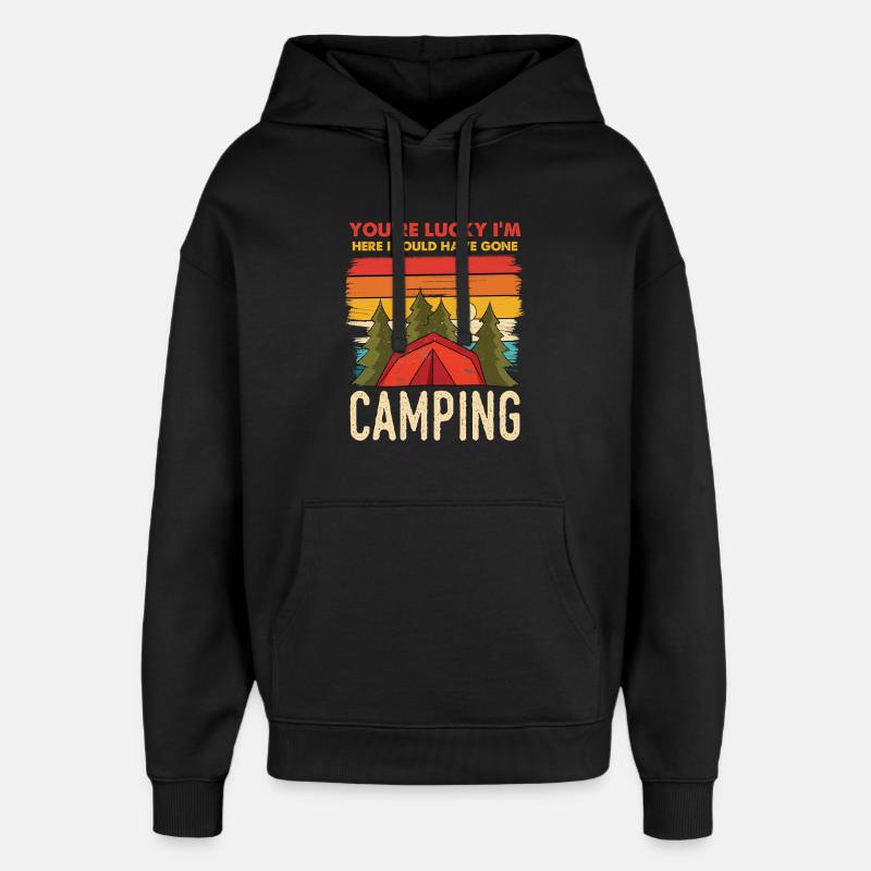 Camping Rétro Coucher de soleil - Sweat à capuche unisexe Stanley/Stella Oversized - noir