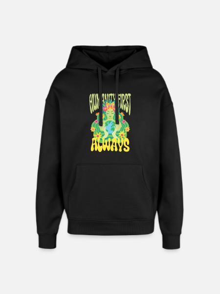 Menschlichkeit Equality Humanity First Always - Oversized Unisex Hoodie by Stanley/Stella - black