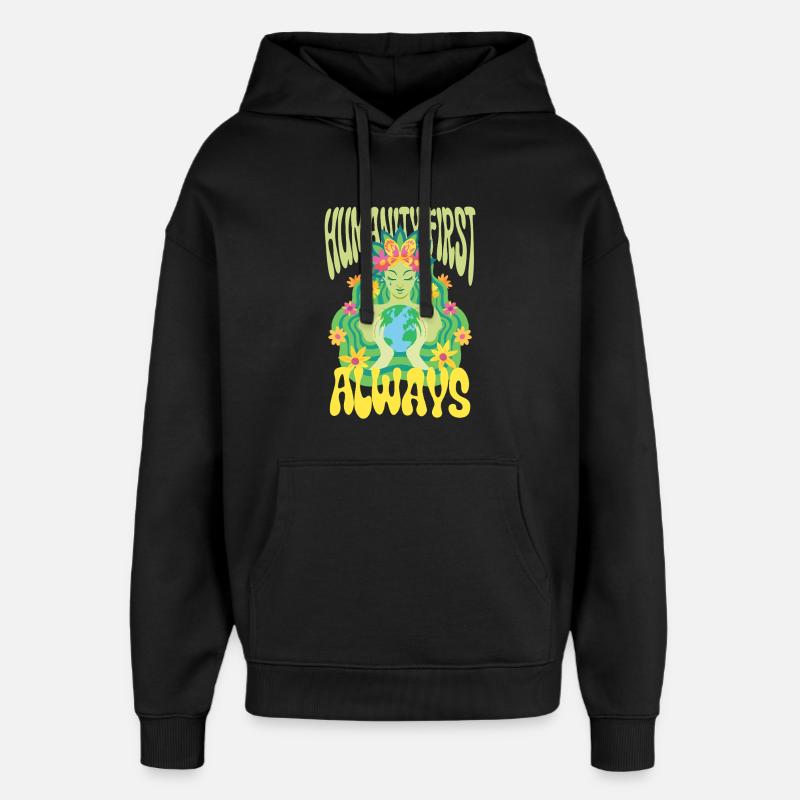Menschlichkeit Equality Humanity First Always - Oversized Unisex Hoodie von Stanley/Stella - Schwarz