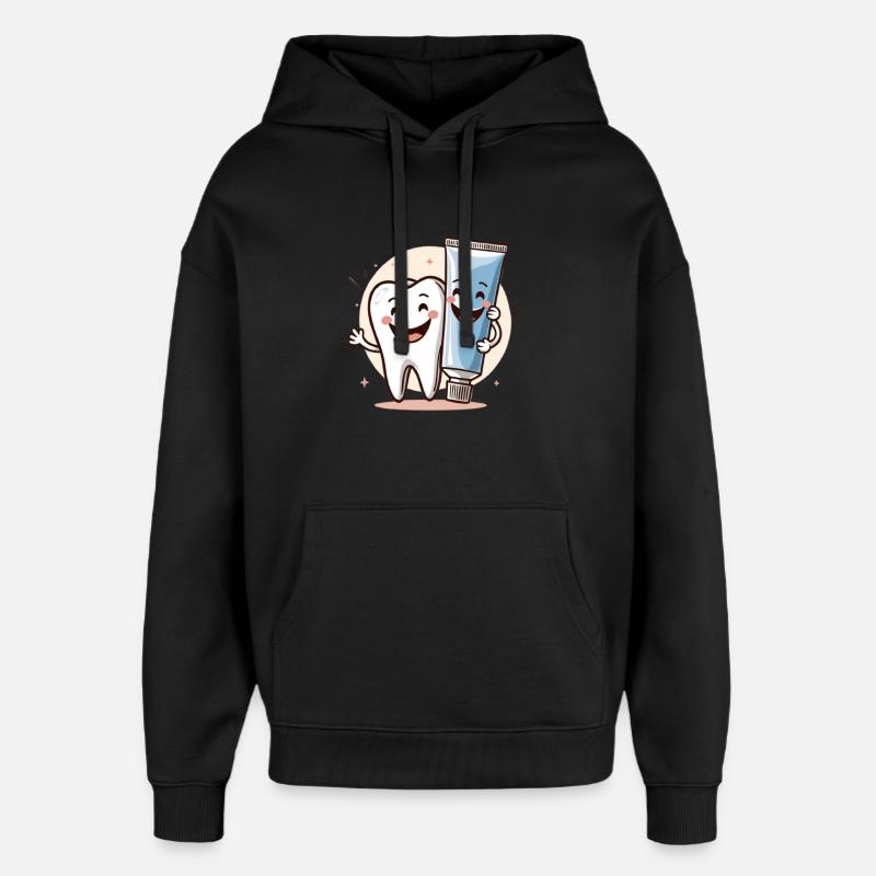 Smiling tooth with toothpaste - Oversized Unisex Hoodie by Stanley/Stella - black