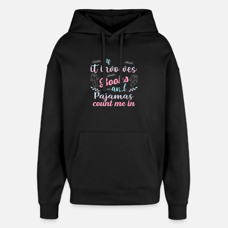Livres & Pastel de pyjamas - Sweat à capuche unisexe Stanley/Stella Oversized - noir