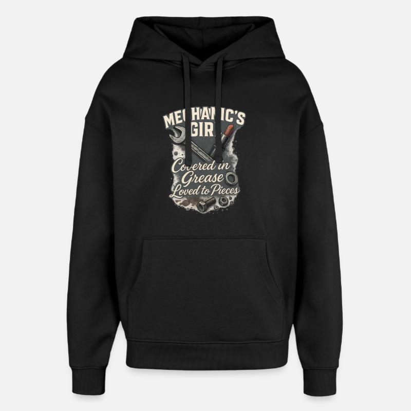 Mécanicienne : Aimer avec la graisse - Sweat à capuche unisexe Stanley/Stella Oversized - noir