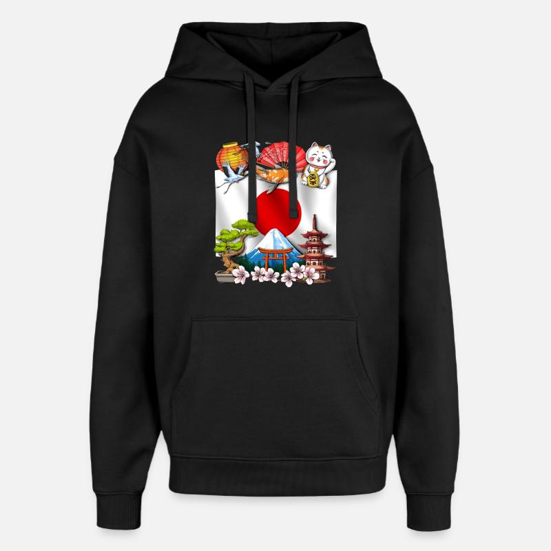 Japon - Sweat à capuche unisexe Stanley/Stella Oversized - noir