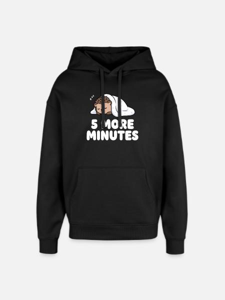 5 more minutes sleep hedgehog - Oversized Unisex Hoodie by Stanley/Stella - black
