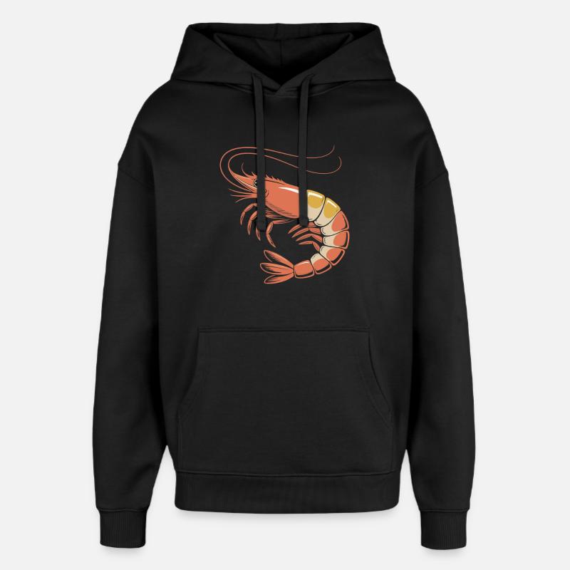 Dessin animé de crevettes rouges - Sweat à capuche unisexe Stanley/Stella Oversized - noir