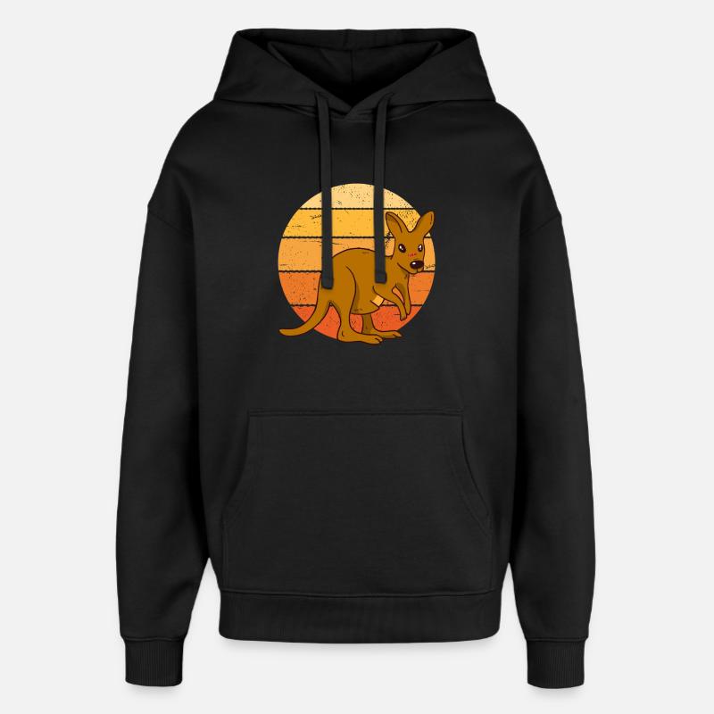 Kangourou au coucher du soleil - Sweat à capuche unisexe Stanley/Stella Oversized - noir