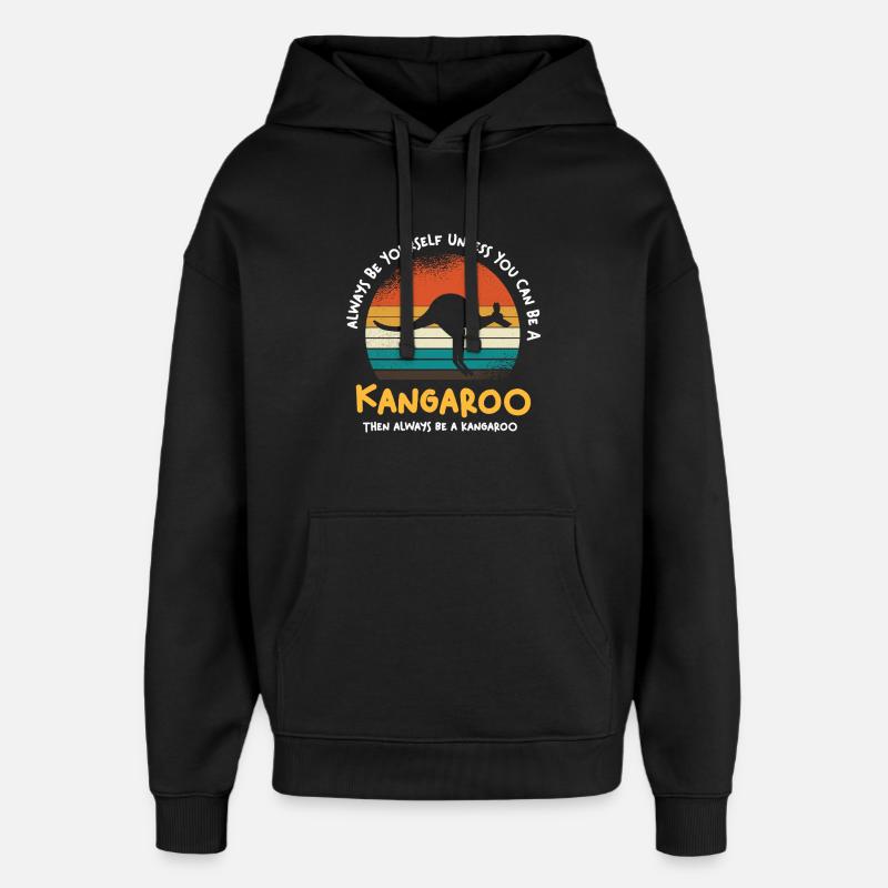 Kangaroo Retro Sunset - Sweat à capuche unisexe Stanley/Stella Oversized - noir