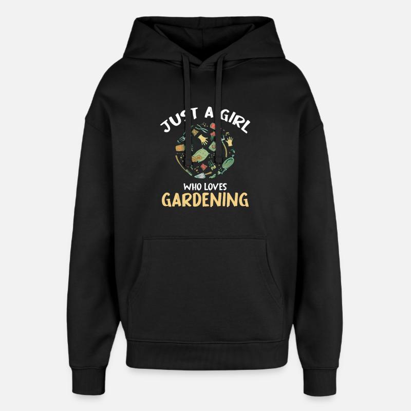 Nur ein Mädchen liebt Gärtnern - Oversized Unisex Hoodie von Stanley/Stella - Schwarz