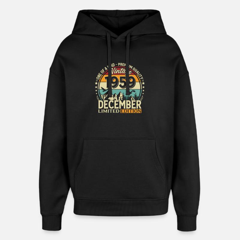 66e anniversaire Millésime décembre 1959 - Sweat à capuche unisexe Stanley/Stella Oversized - noir
