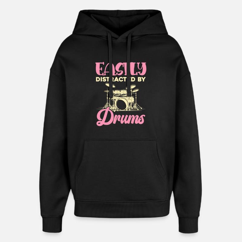 Facilement distrait par la batterie - Sweat à capuche unisexe Stanley/Stella Oversized - noir