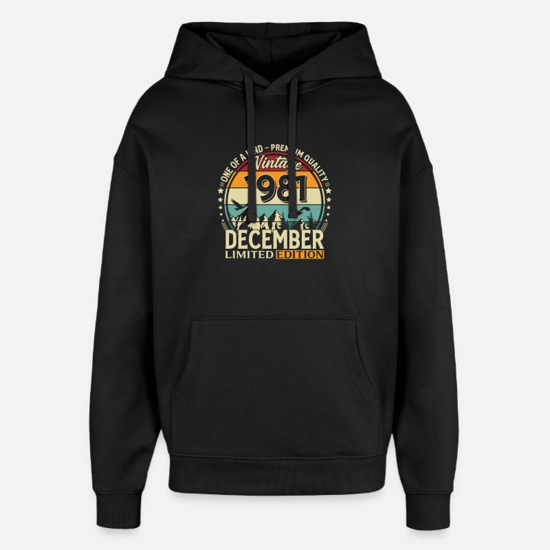 45e anniversaire Millésime Décembre 1981 - Sweat à capuche unisexe Stanley/Stella Oversized - noir