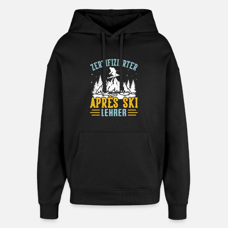 Ski INSTRUCTEUR CERTIFIÉ APRÈS-SKI Lustig - Sweat à capuche unisexe Stanley/Stella Oversized - noir
