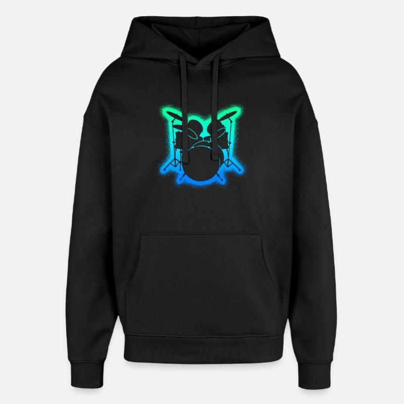Batterie Batteurs Enfants Garçons Hommes Batterie - Sweat à capuche unisexe Stanley/Stella Oversized - noir
