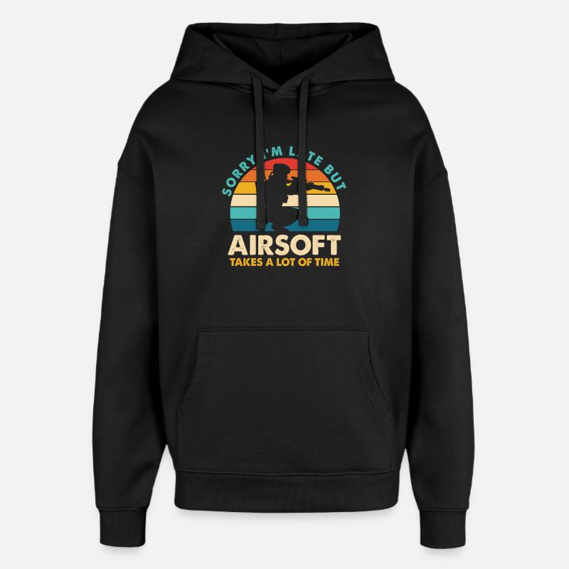 Retro Airsoft Time Delay Design - Oversized Unisex Hoodie by Stanley/Stella - black