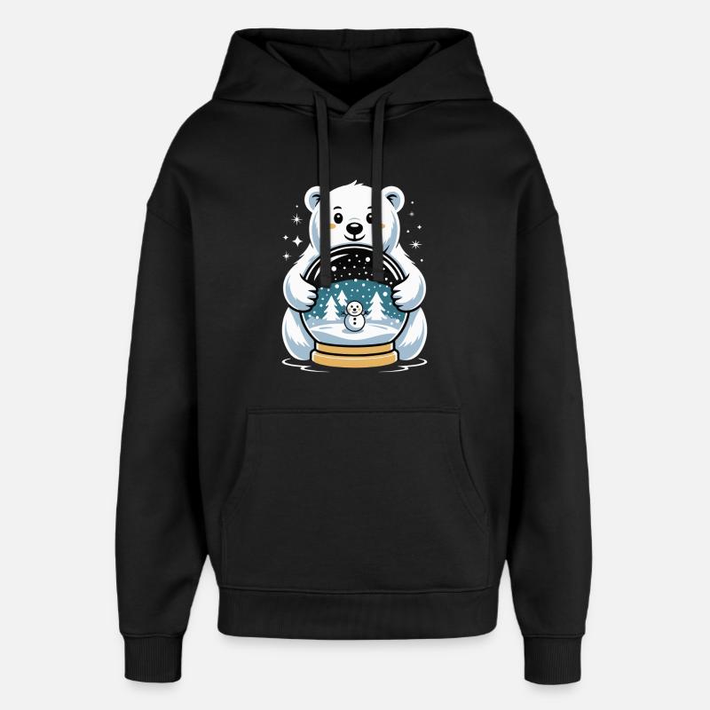 Polar Bear Snow Globe Impression - Oversized Unisex Hoodie by Stanley/Stella - black