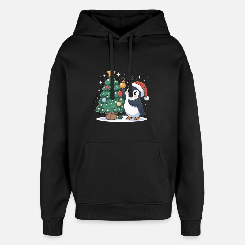 Pinguin schmückt Weihnachtsbaum - Oversized Unisex Hoodie von Stanley/Stella - Schwarz