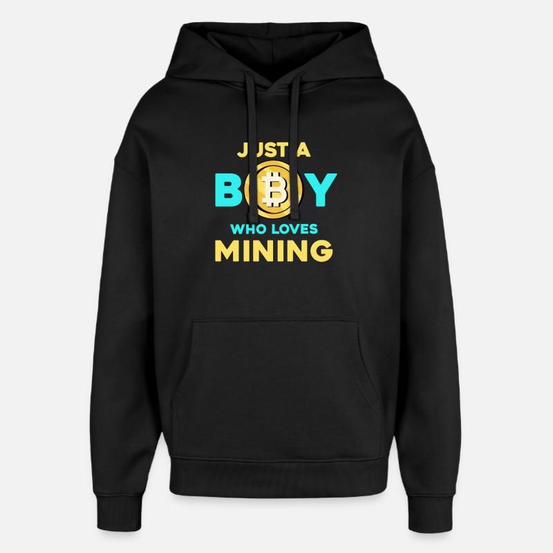 Crypto Mining Boy – Bitcoin Passion - Oversized Unisex Hoodie by Stanley/Stella - black
